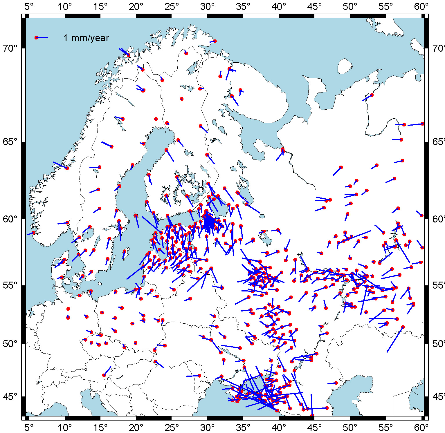 Map of the GNSS-stations