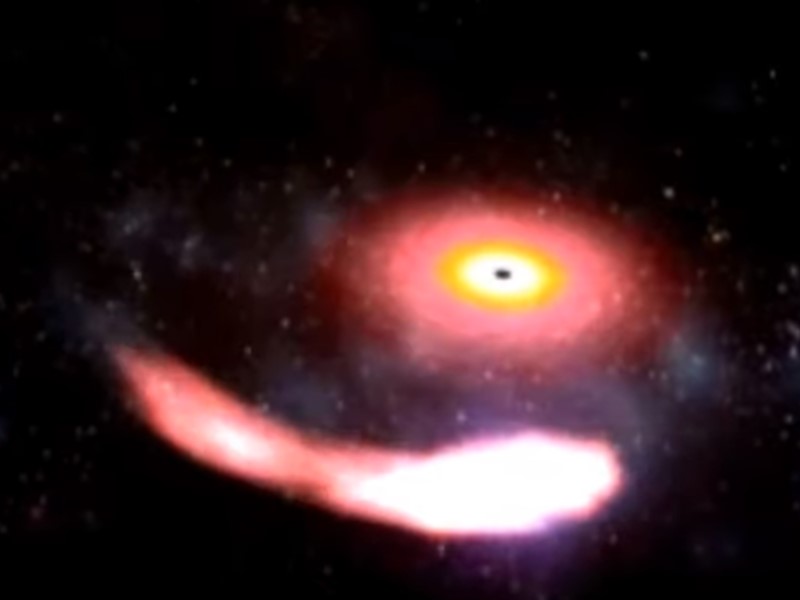 Анимация: столкновение черной дыры со звездой